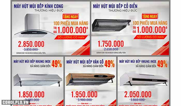 Máy hút mùi bếp nhập khẩu khuyến mãi hấp dẫn