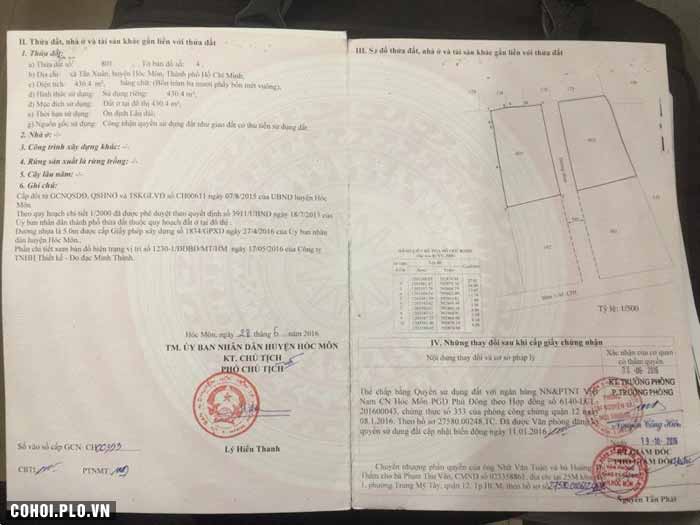 Sang lô đất vuông vức thổ cư 100% huyện Hóc Môn