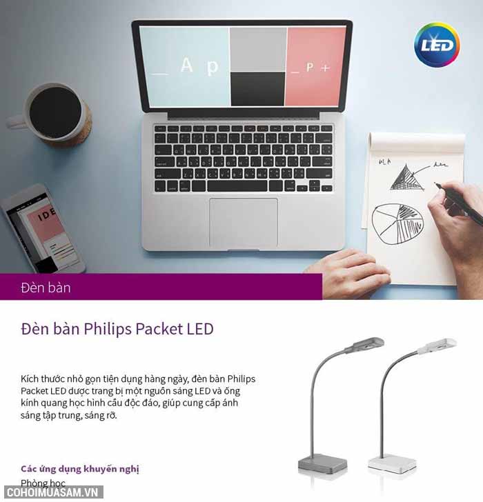 Đèn bàn, đèn học chống cận Philips LED Packet 71566 2.6W - Ảnh 2