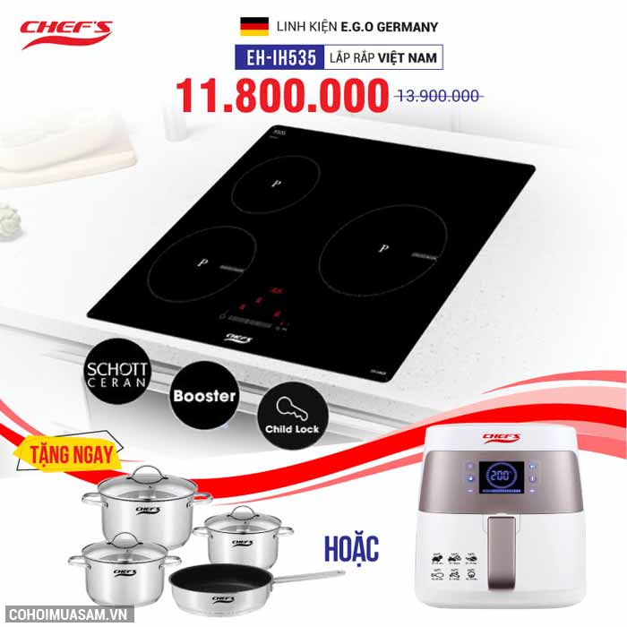 Bếp từ 3 lò Chefs cảm ứng CHEFS EH-IH535 - Ảnh 1 Bếp từ 3 lò Chefs cảm ứng CHEFS EH-IH535 - Ảnh 1