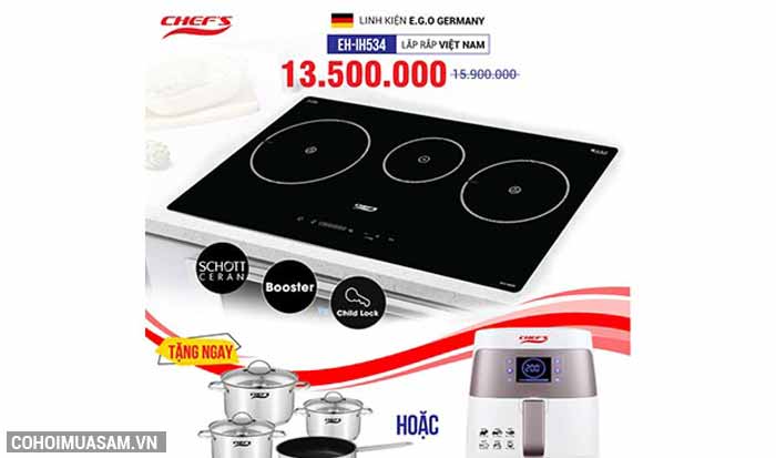 Bếp từ 3 lò Chefs cảm ứng CHEFS EH-IH534 - Ảnh 1 Bếp từ 3 lò Chefs cảm ứng CHEFS EH-IH534 - Ảnh 1