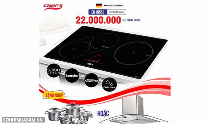 Bếp từ 3 lò Chefs cảm ứng CHEFS EH-IH566 - Ảnh 1 Bếp từ 3 lò Chefs cảm ứng CHEFS EH-IH566 - Ảnh 1