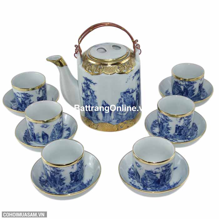 Bộ ấm tích bọc đồng, vẽ trúc lâm thất hiền - 1.25 lít - Ảnh 1 Bộ ấm tích bọc đồng, vẽ trúc lâm thất hiền - 1.25 lít - Ảnh 1