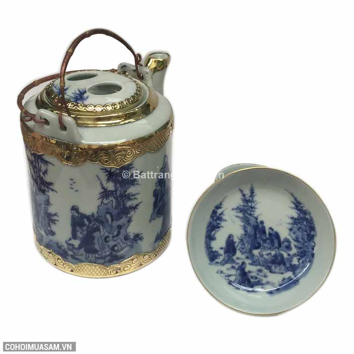 Bộ ấm tích bọc đồng, vẽ trúc lâm thất hiền - 1.25 lít - Ảnh 4 Bộ ấm tích bọc đồng, vẽ trúc lâm thất hiền - 1.25 lít - Ảnh 4