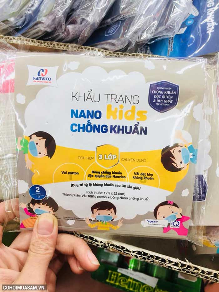 Khẩu trang kháng khuẩn NANO bạc HANVICO KIDS (bộ 2 chiếc) - Ảnh 7