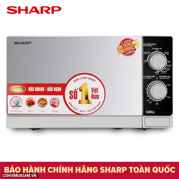 Xả kho lò vi sóng có nướng Sharp R-G223VN-SM giá từ 1,485 triệu - Ảnh 1 Xả kho lò vi sóng có nướng Sharp R-G223VN-SM giá từ 1,485 triệu - Ảnh 1