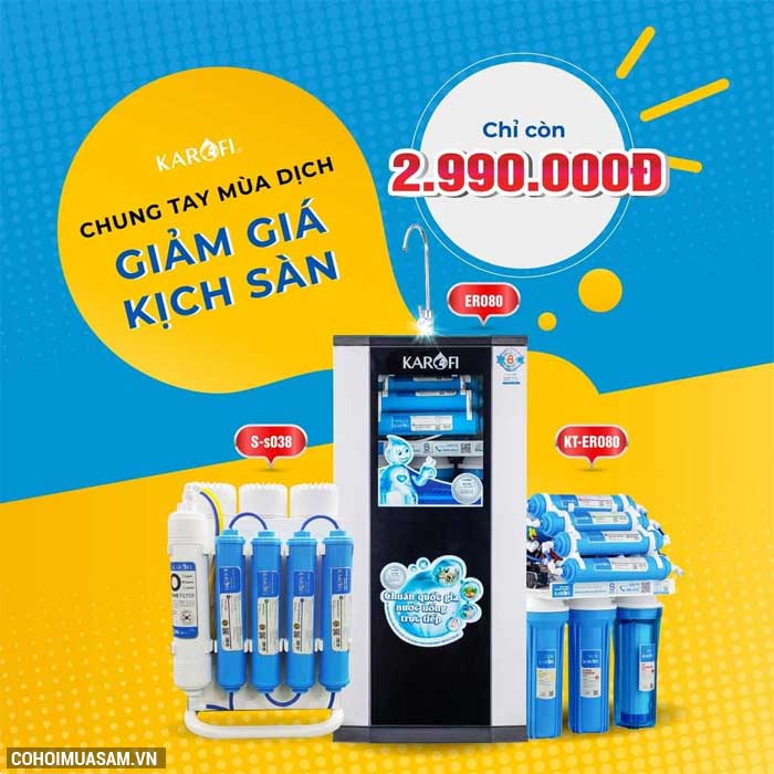 Xả kho máy lọc nước RO KAROFI ERO ERO80 (8 cấp lọc) giá KM 2.990.000đ - Ảnh 1 Xả kho máy lọc nước RO KAROFI ERO ERO80 (8 cấp lọc) giá KM 2.990.000đ - Ảnh 1