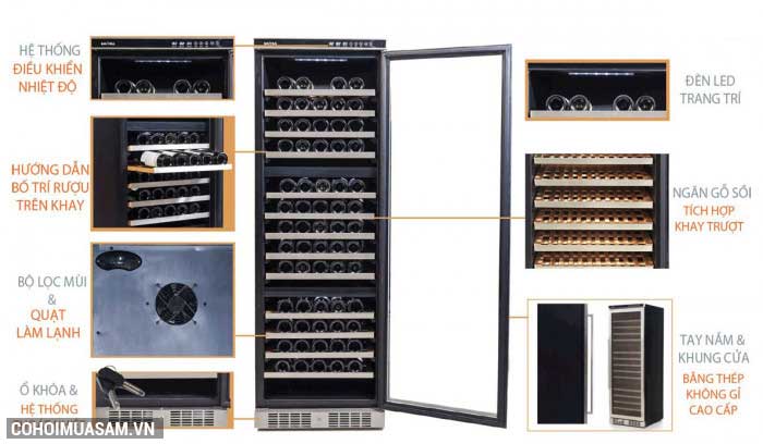 Tủ rượu Kadeka KA-143T chính hãng - Ảnh 3 Tủ rượu Kadeka KA-143T chính hãng - Ảnh 3