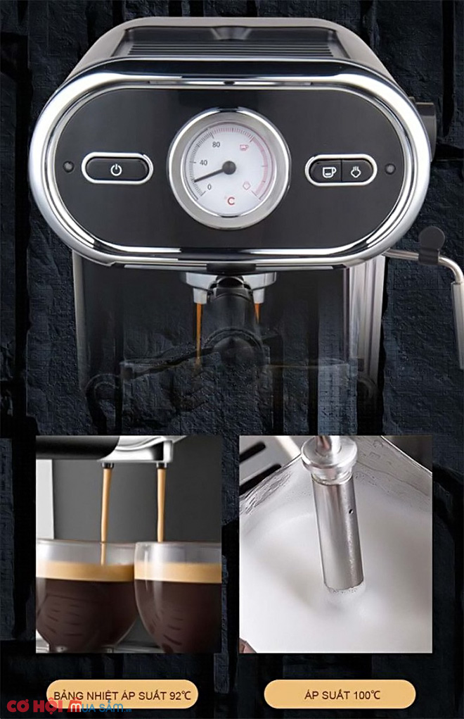Máy pha cà phê Espresso Tiross TS6211 - Ảnh 2 Máy pha cà phê Espresso Tiross TS6211 - Ảnh 2