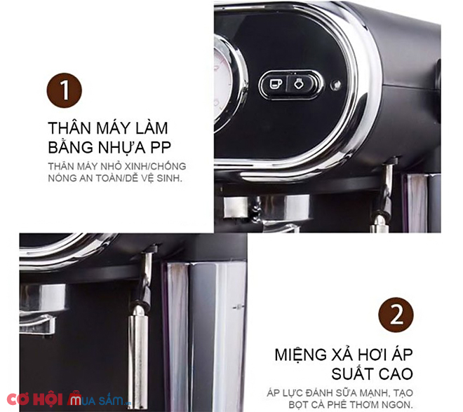 Máy pha cà phê Espresso Tiross TS6211 - Ảnh 3 Máy pha cà phê Espresso Tiross TS6211 - Ảnh 3
