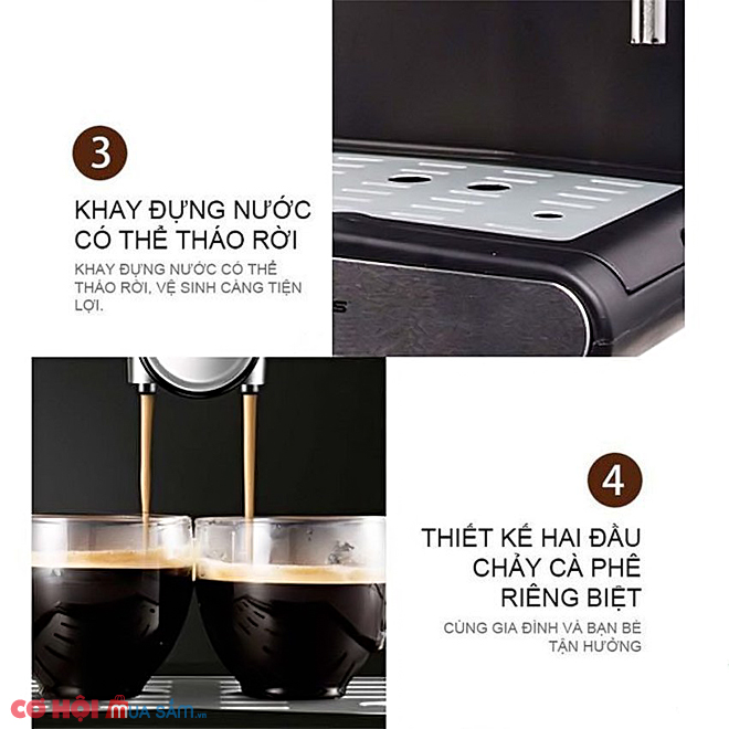 Máy pha cà phê Espresso Tiross TS6211 - Ảnh 4 Máy pha cà phê Espresso Tiross TS6211 - Ảnh 4