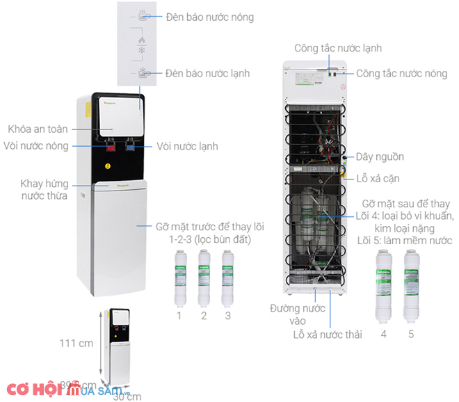 Máy lọc nước R.O nóng lạnh 2 vòi KANGAROO KG61A3 (làm lạnh bằng block) - Ảnh 3 Máy lọc nước R.O nóng lạnh 2 vòi KANGAROO KG61A3 (làm lạnh bằng block) - Ảnh 3