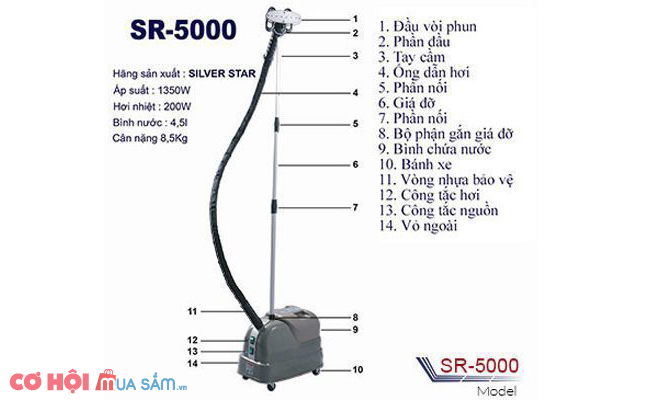 Bàn ủi hơi nước đứng công nghiệp Silver Star SR-5000 - Ảnh 4 Bàn ủi hơi nước đứng công nghiệp Silver Star SR-5000 - Ảnh 4