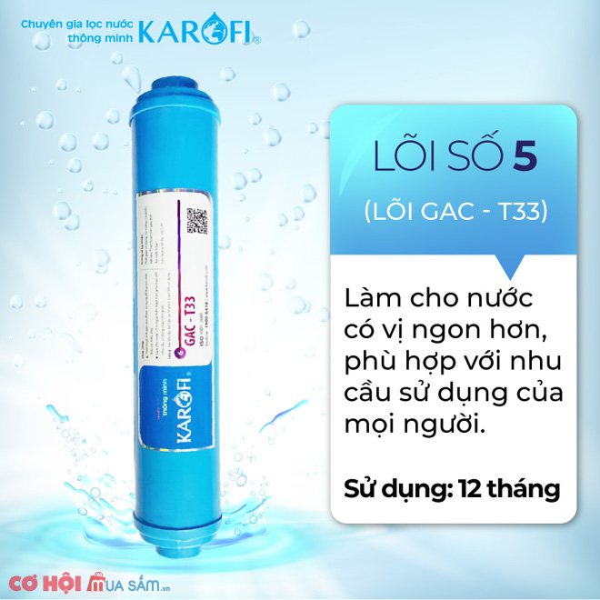 Thay lõi lọc nước Số 5 máy RO KAROFI -T33 GAC - Ảnh 1 Thay lõi lọc nước Số 5 máy RO KAROFI -T33 GAC - Ảnh 1