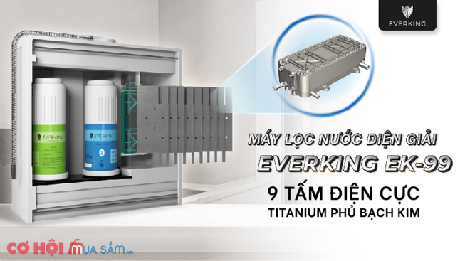 Máy lọc nước điện giải Everking EK-99 made in Korea, 9 tấm điện cực titanium - Ảnh 3