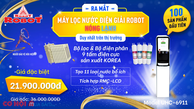 Máy lọc nước điện giải nóng lạnh, duy nhất ở ROBOT có gì mới - Ảnh 1 Máy lọc nước điện giải nóng lạnh, duy nhất ở ROBOT có gì mới - Ảnh 1