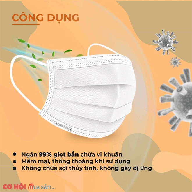 Khẩu trang y tế 3 lớp kháng khuẩn HAMITA, hộp 50 cái - Ảnh 2 Khẩu trang y tế 3 lớp kháng khuẩn HAMITA, hộp 50 cái - Ảnh 2