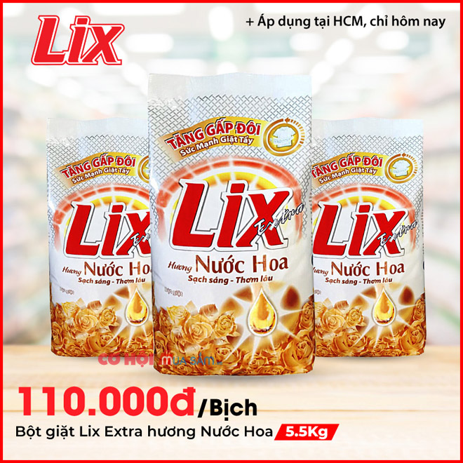 Flash Sales bột giặt Lix Extra hương nước hoa 5.5Kg - Ảnh 1 Flash Sales bột giặt Lix Extra hương nước hoa 5.5Kg - Ảnh 1