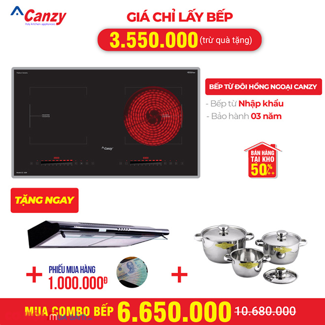 Bếp từ hồng ngoại CANZY COMBO 03 XẢ KHO lần 2 giá tốt - Ảnh 1 Bếp từ hồng ngoại CANZY COMBO 03 XẢ KHO lần 2 giá tốt - Ảnh 1