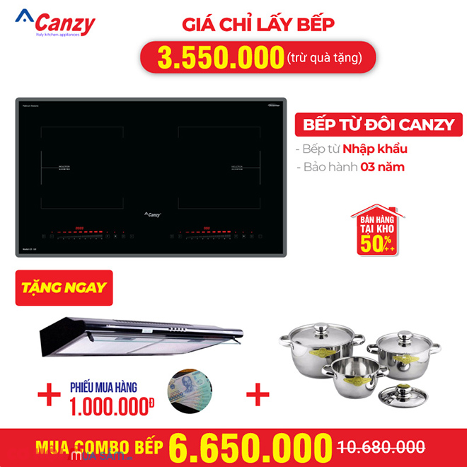 Bếp từ đôi Canzy combo 04 xả kho lần 2 giá tốt - Ảnh 1 Bếp từ đôi Canzy combo 04 xả kho lần 2 giá tốt - Ảnh 1
