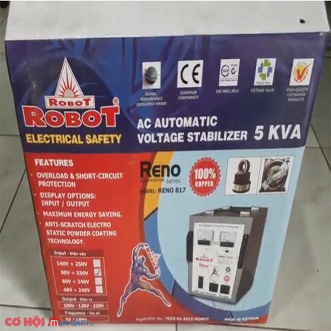 Ổn áp một pha Robot Reno 817-5KVA 90V-250V - Ảnh 3 Ổn áp một pha Robot Reno 817-5KVA 90V-250V - Ảnh 3