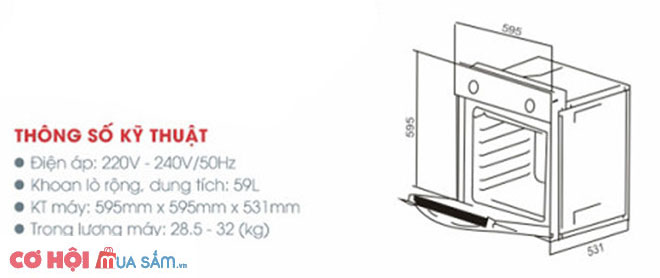 Lò nướng âm tủ Capri CR-603M - Ảnh 4 Lò nướng âm tủ Capri CR-603M - Ảnh 4