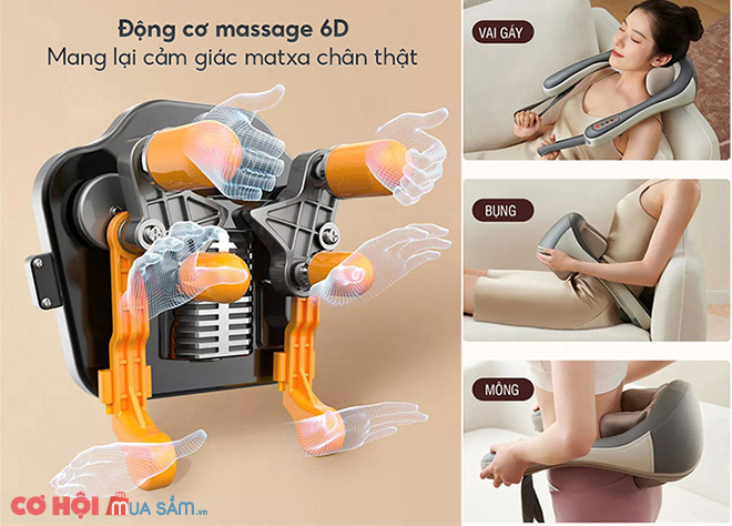 Máy massage xoa bóp day ấn cổ vai gáy 6D Nikio NK-138 - Pin sạc - Ảnh 3 Máy massage xoa bóp day ấn cổ vai gáy 6D Nikio NK-138 - Pin sạc - Ảnh 3