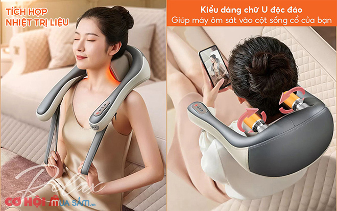 Máy massage xoa bóp day ấn cổ vai gáy 6D Nikio NK-138 - Pin sạc - Ảnh 4 Máy massage xoa bóp day ấn cổ vai gáy 6D Nikio NK-138 - Pin sạc - Ảnh 4
