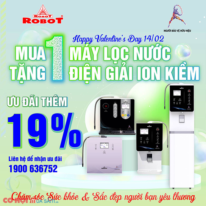 Valentine′s Day mua máy lọc nước điện giải iON kiềm, 1 tặng 1 ưu đãi 19% - Ảnh 1 Valentine′s Day mua máy lọc nước điện giải iON kiềm, 1 tặng 1 ưu đãi 19% - Ảnh 1