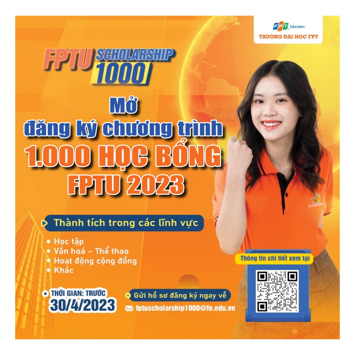 Đại học FPT mở đăng ký chương trình 1.000 học bổng FPTU 2023 - Ảnh 2 Đại học FPT mở đăng ký chương trình 1.000 học bổng FPTU 2023 - Ảnh 1