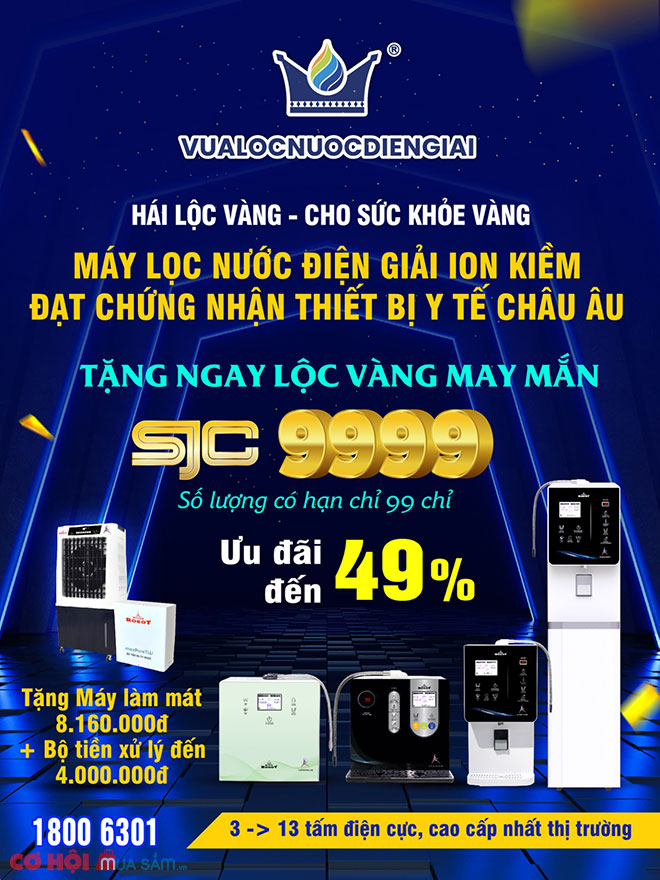 Ưu đãi đến 49%, Lộc Vàng SJC may mắn khi mua máy lọc nước điện giải ROBOT - Ảnh 1 Ưu đãi đến 49%, Lộc Vàng SJC may mắn khi mua máy lọc nước điện giải ROBOT - Ảnh 1