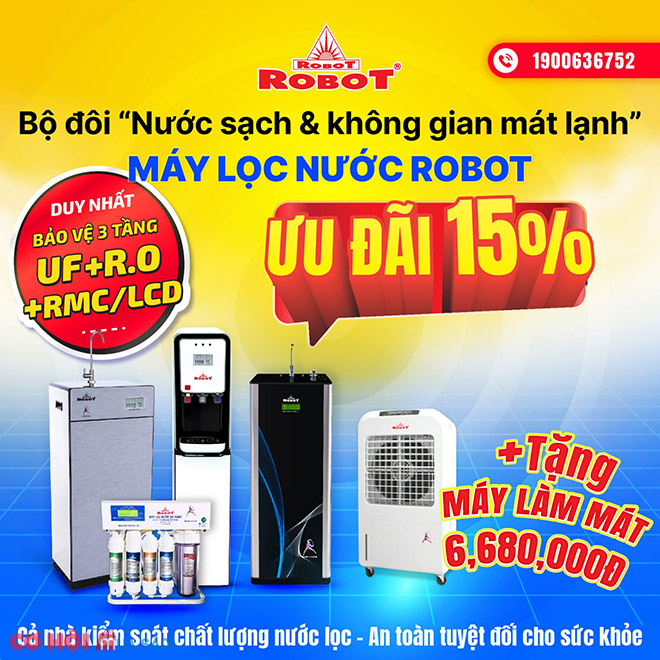 Mua 1 Tặng 1 & Ưu đãi 15% - Máy lọc nước & máy làm mát ROBOT Thế hệ mới - Ảnh 1 Mua 1 Tặng 1 & Ưu đãi 15% - Máy lọc nước & máy làm mát ROBOT Thế hệ mới - Ảnh 1