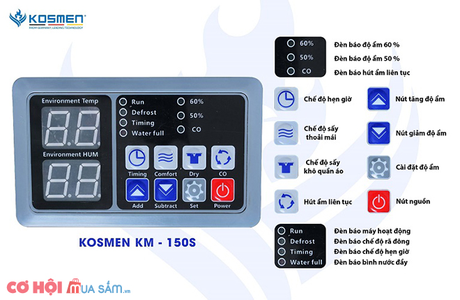 Máy hút ẩm công nghiệp Kosmen KM-150S (150 lít/ngày) - Ảnh 5