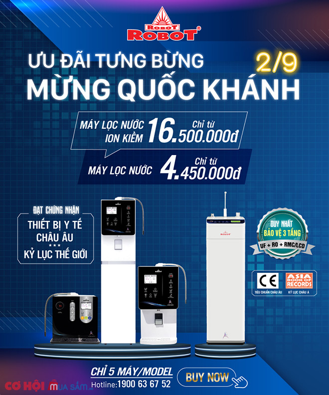 Ưu đãi Mừng Đại Lễ 2/9, máy lọc nước iON kiềm 16,5 triệu, máy lọc nước 4,45 triệu - Ảnh 1 Ưu đãi Mừng Đại Lễ 2/9, máy lọc nước iON kiềm 16,5 triệu, máy lọc nước 4,45 triệu - Ảnh 1