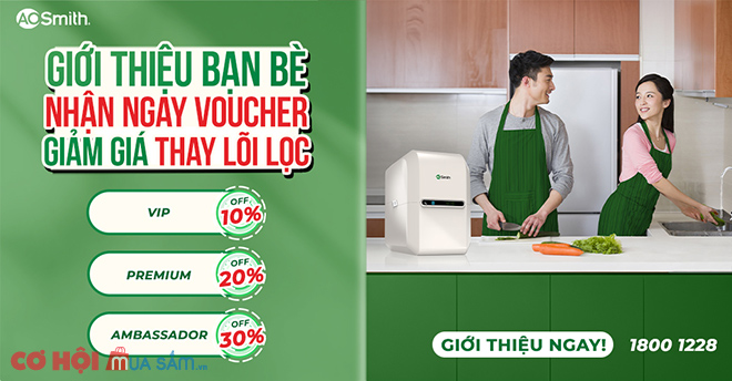 Chương trình giảm giá lõi lọc cho khách hàng đang sử dụng máy lọc nước A. O. Smith - Ảnh 2 Chương trình giảm giá lõi lọc cho khách hàng đang sử dụng máy lọc nước A. O. Smith - Ảnh 2