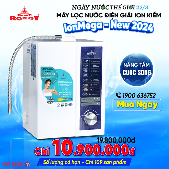 ′Ngày Nước Thế giới 22/03′, mua máy lọc nước điện giải ion kiềm ROBOT ionMega chỉ từ 10.900.000Đ - Ảnh 1 ′Ngày Nước Thế giới 22/03′, mua máy lọc nước điện giải ion kiềm ROBOT ionMega chỉ từ 10.900.000Đ - Ảnh 1