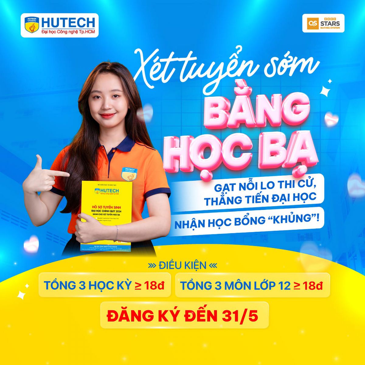 HUTECH nhận hồ sơ xét tuyển sớm bằng học bạ 2024 - ảnh 1 HUTECH nhận hồ sơ xét tuyển sớm bằng học bạ 2024 - ảnh 1
