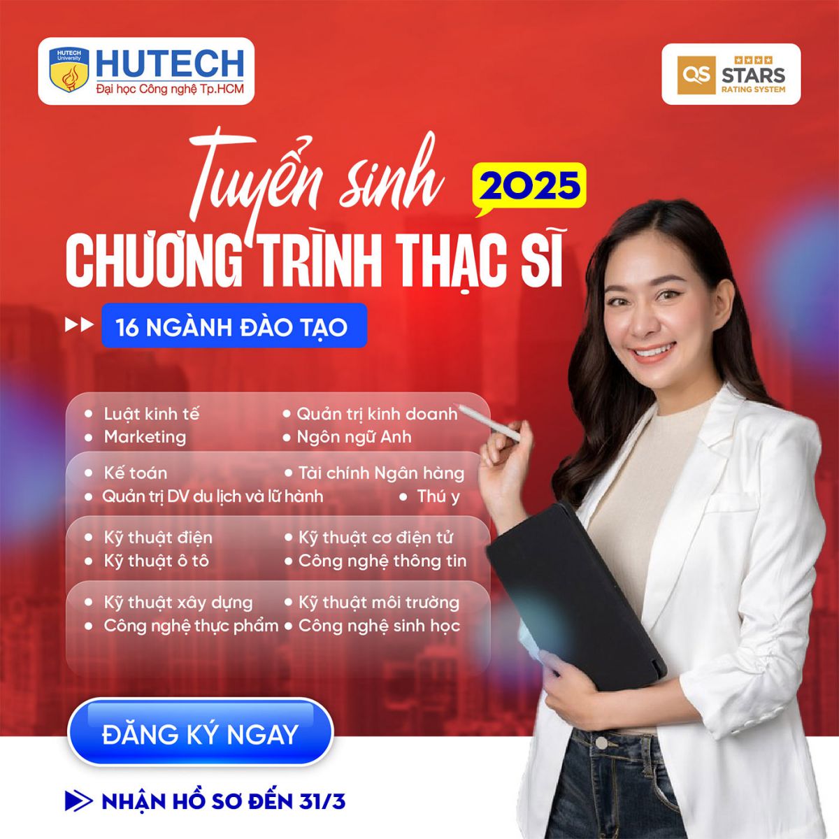 HUTECH tuyển sinh 16 chuyên ngành trình độ thạc sĩ năm 2025 - ảnh 1 HUTECH tuyển sinh 16 chuyên ngành trình độ thạc sĩ năm 2025 - ảnh 1