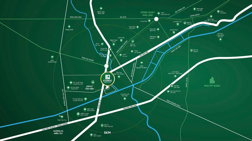 Conic Boulevard: Cửa ngõ kết nối các hướng về trung tâm TP.HCM Conic Boulevard: Cửa ngõ kết nối các hướng về trung tâm TP.HCM